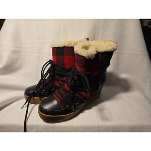 Shoe The Bear Buffalo Plaid Boots - EU 40 Sz 8.5 - 9 - 9.5 Sherpa Wedge